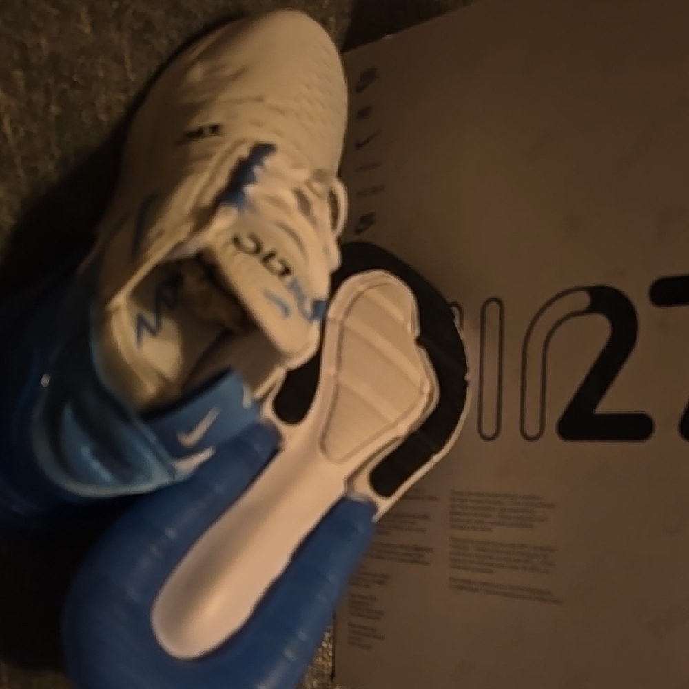 Nike White and Blue Athletic Shoes Low-Top Design